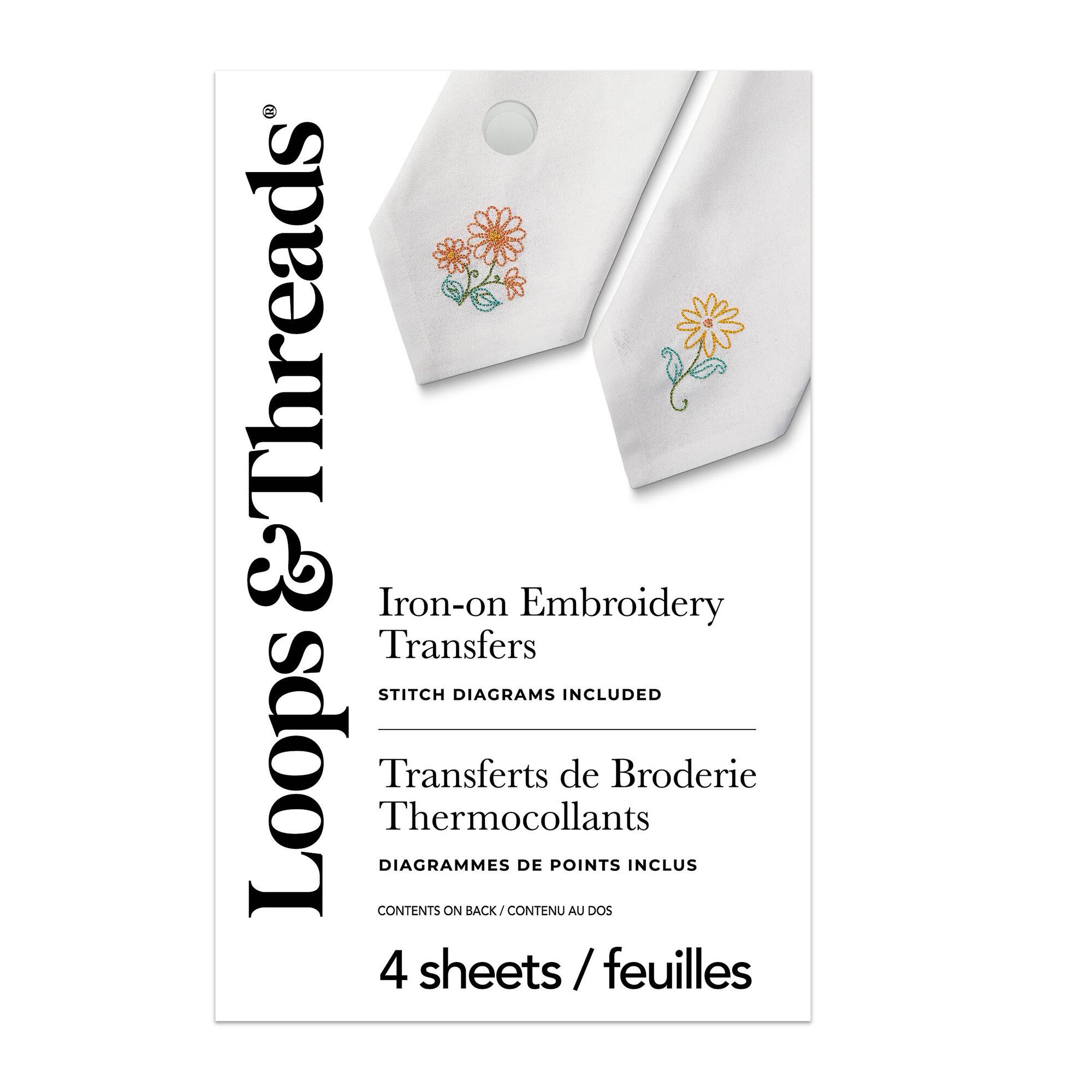 Floral Iron-On Embroidery Transfer Set by Loops & Threads®